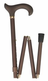Opvouwbare wandelstok - met soft Derby handvat - brons