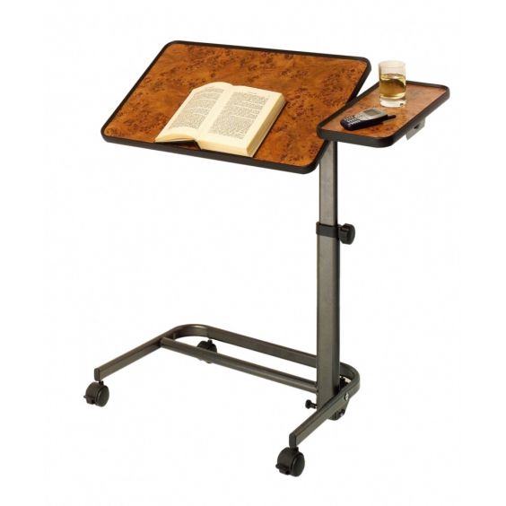 Bedleestafel met zijblad - walnoten